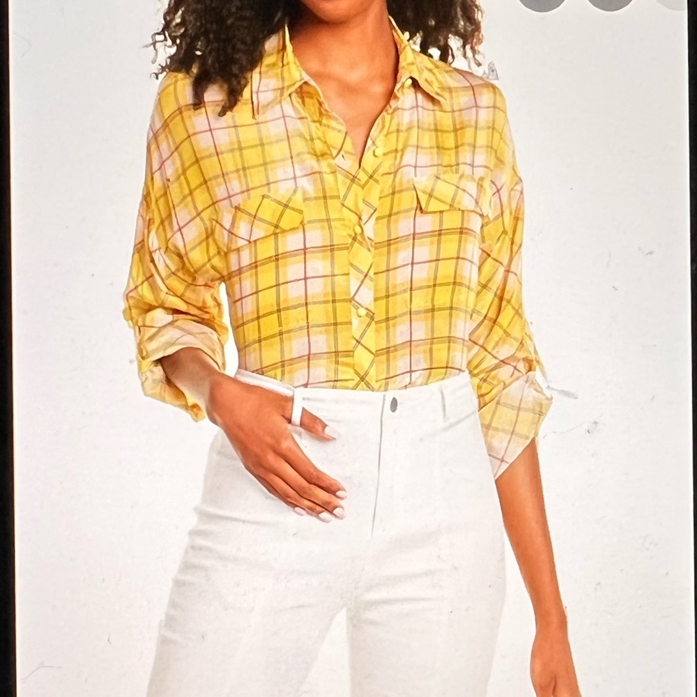 NWT Rococo Sand Plaid Blouse